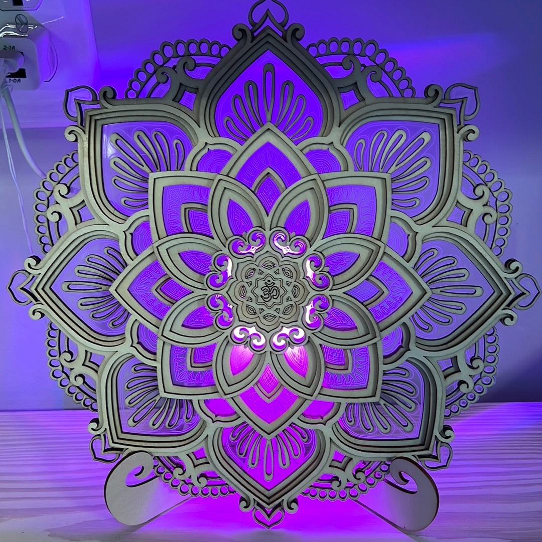 Mandala Wood Carved Light