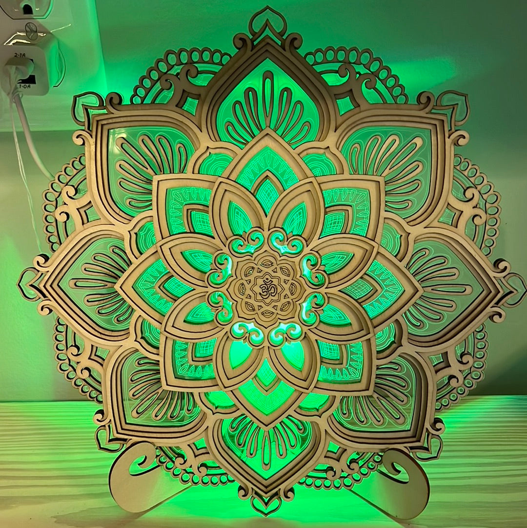 Mandala Wood Carved Light