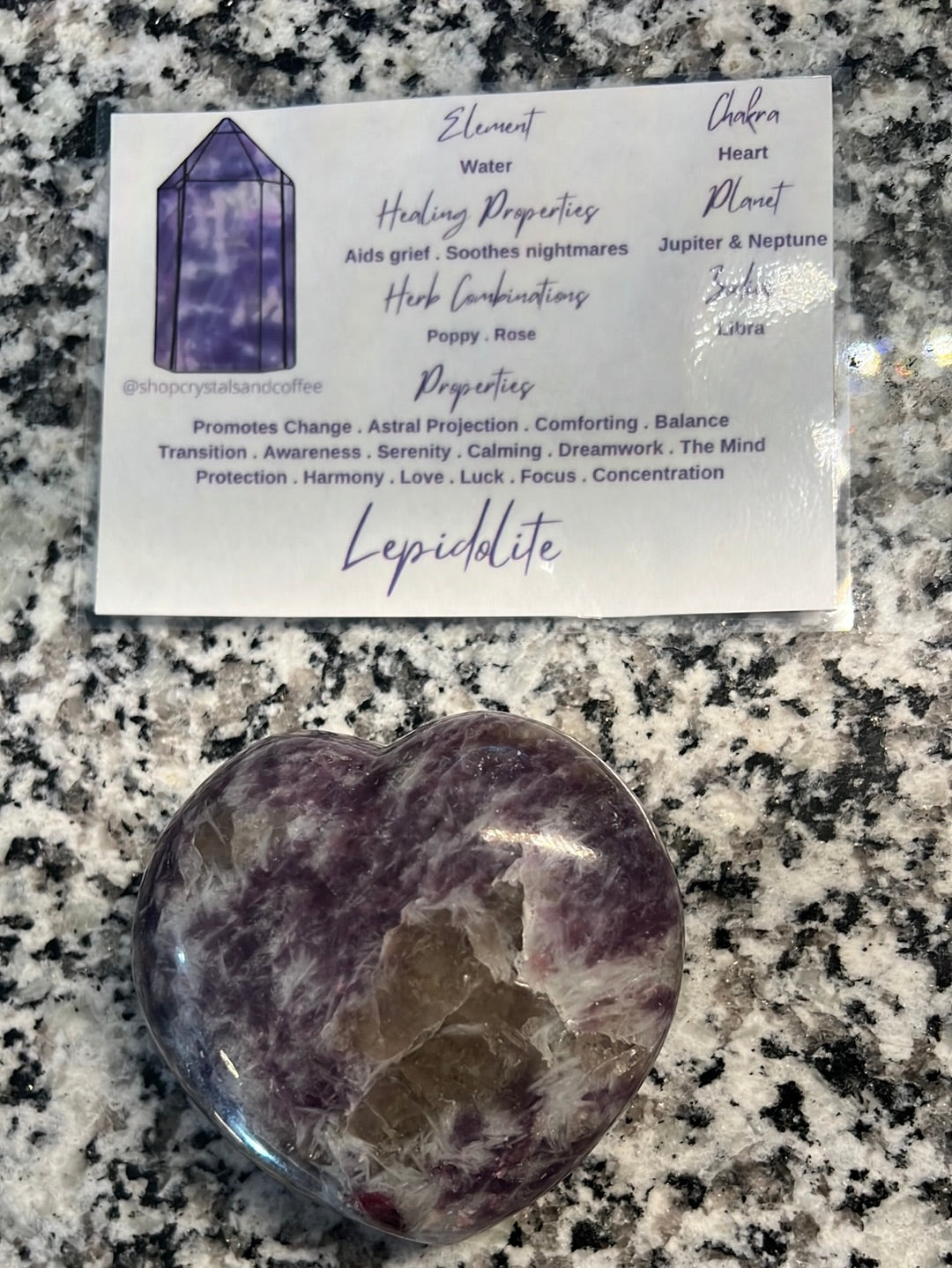 Lepidolite Heart