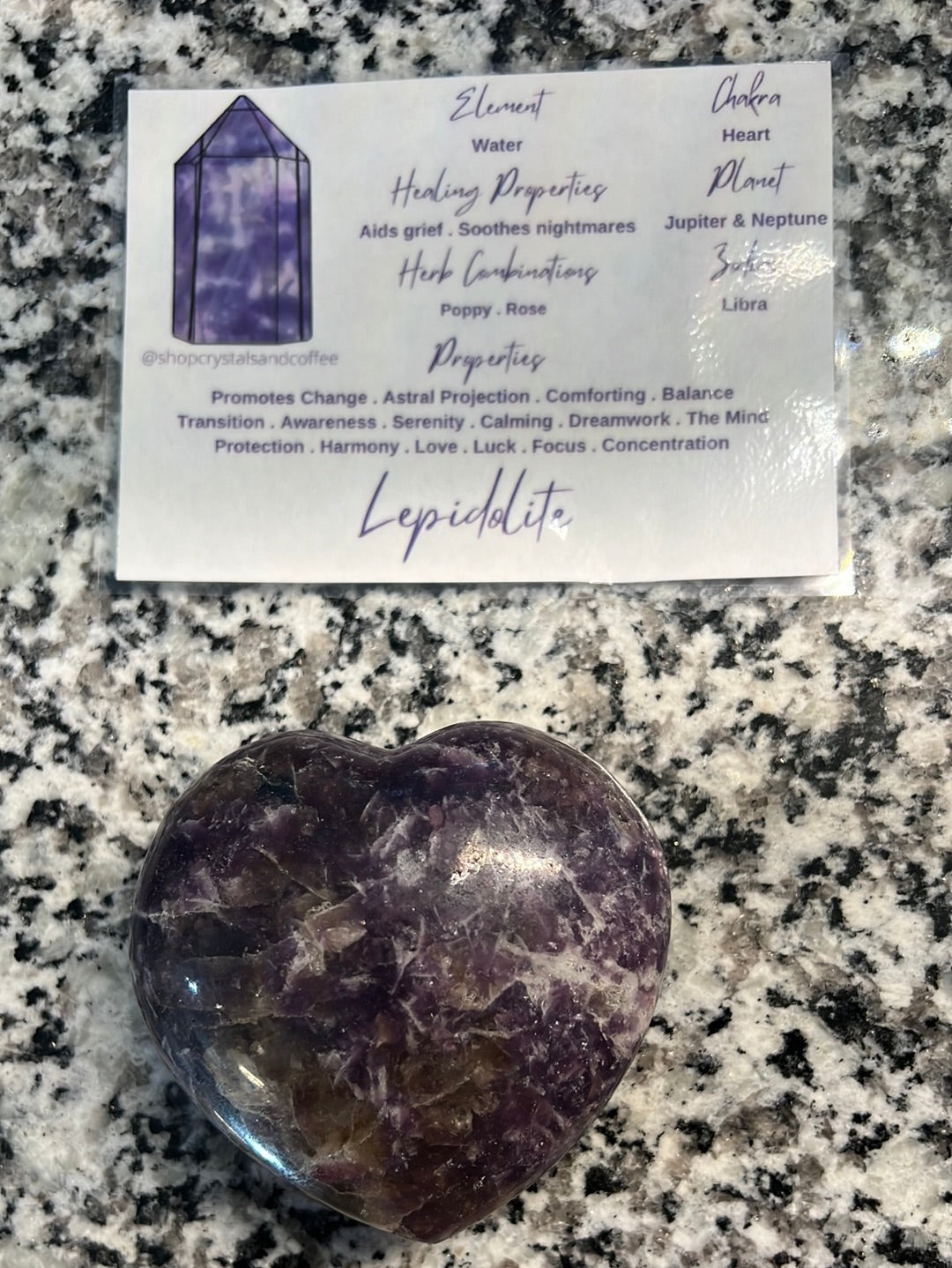 Lepidolite Heart