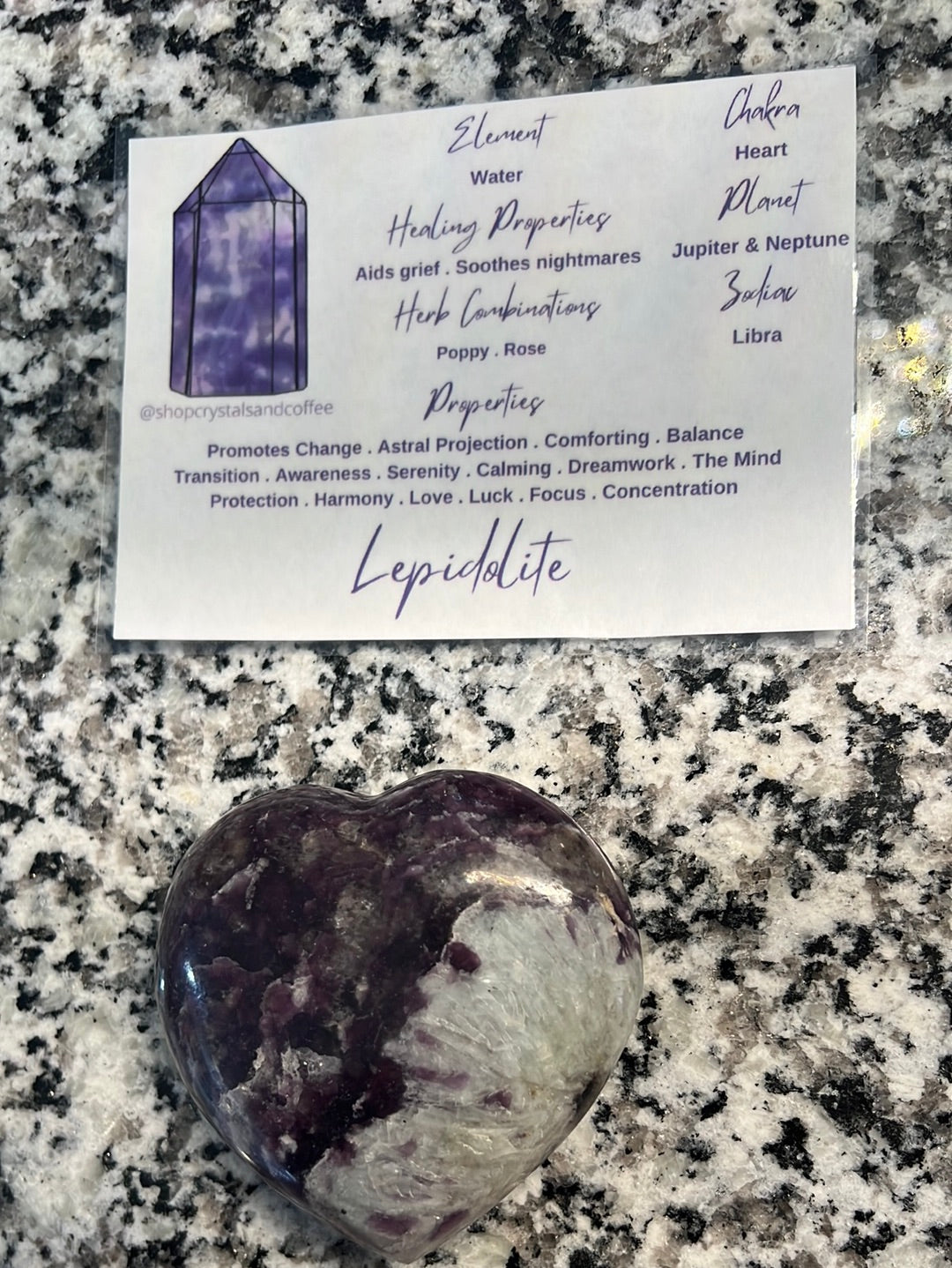 Lepidolite Heart