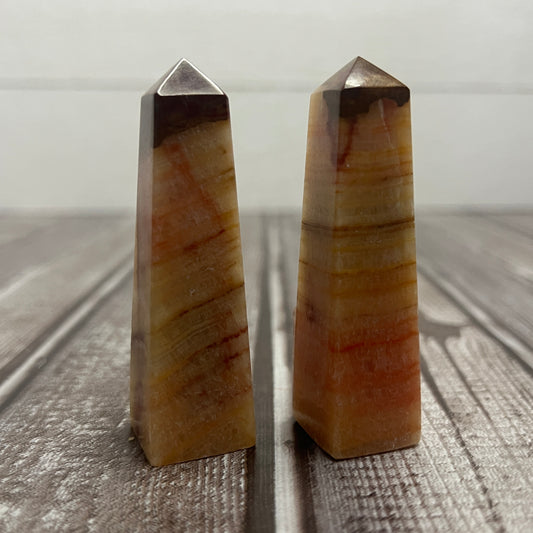 Banded Peach Calcite Tower