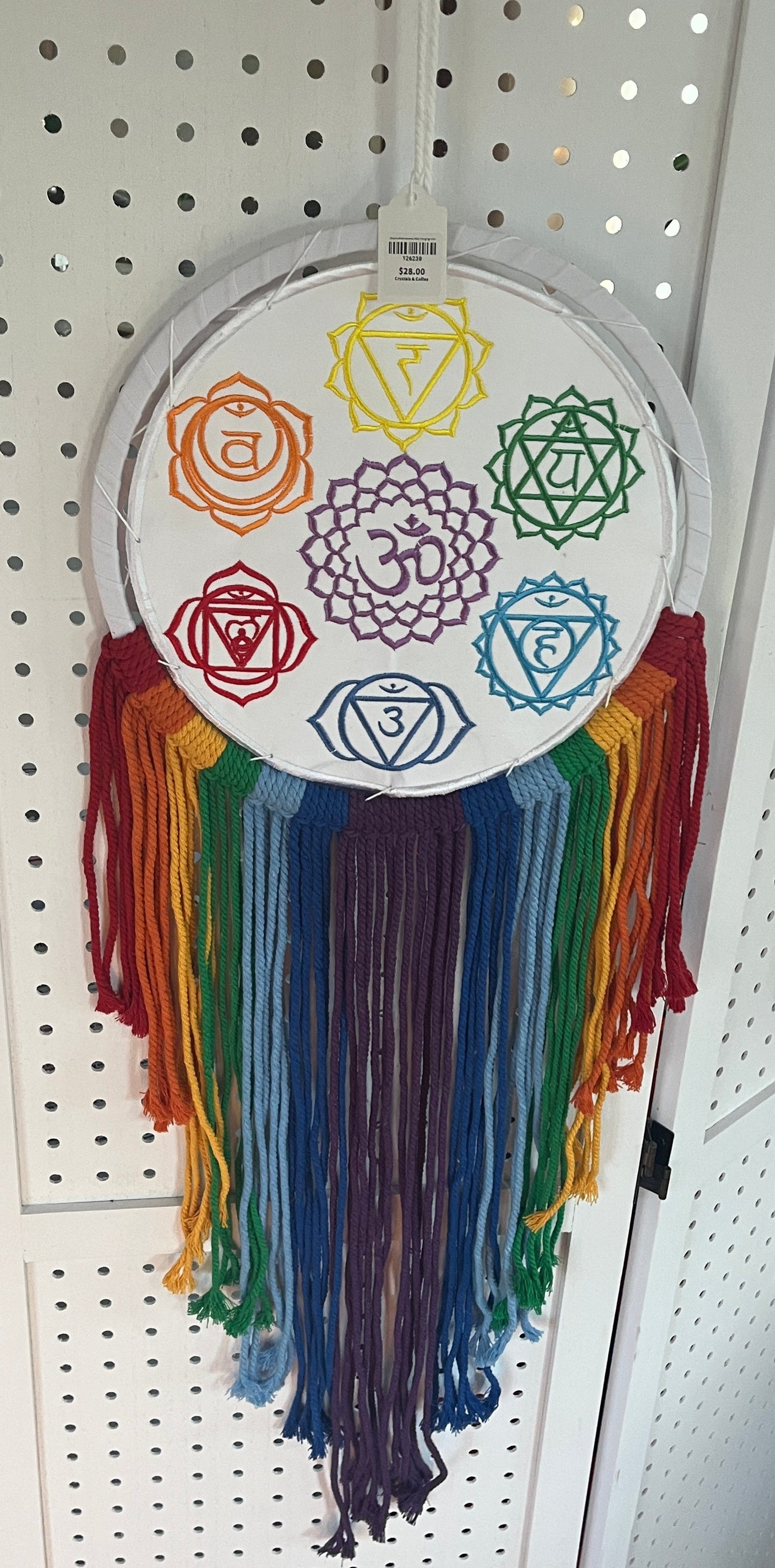 Chakra Embroidered Wall Hanging with Fringe