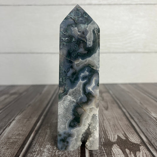 Druzy Moss Agate Tower