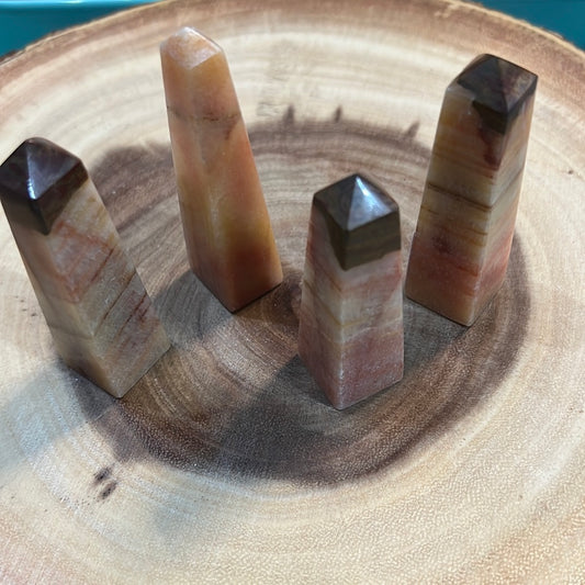 Banded Peach Calcite Tower